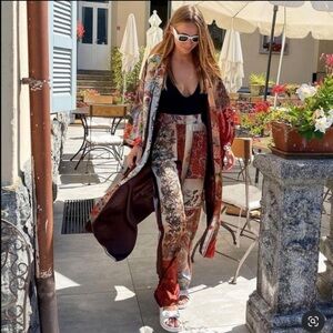 Zara Patchwork Print Pants Multicolor Size Medium